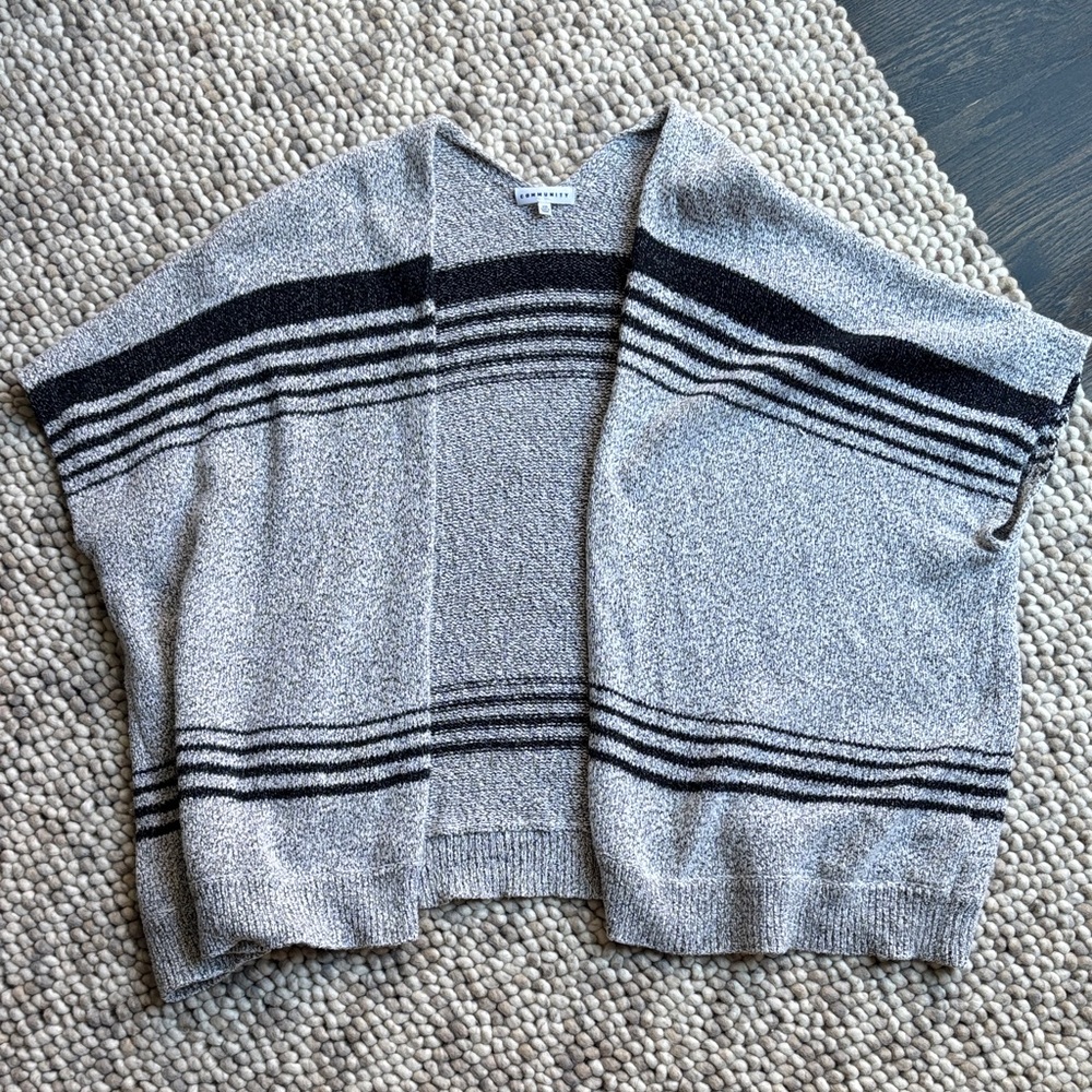 Gray and Black Striped Women's Cardigan